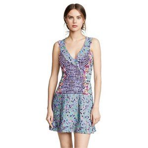 Saloni Amy Floral Mini Silk Vneck Dress NWT